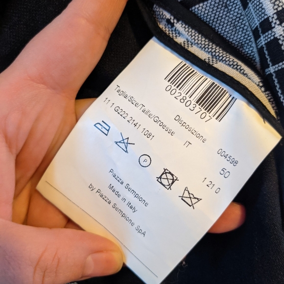 Piazza Sempione black white grey plaid blazer size IT 50 - Picture 4 of 4